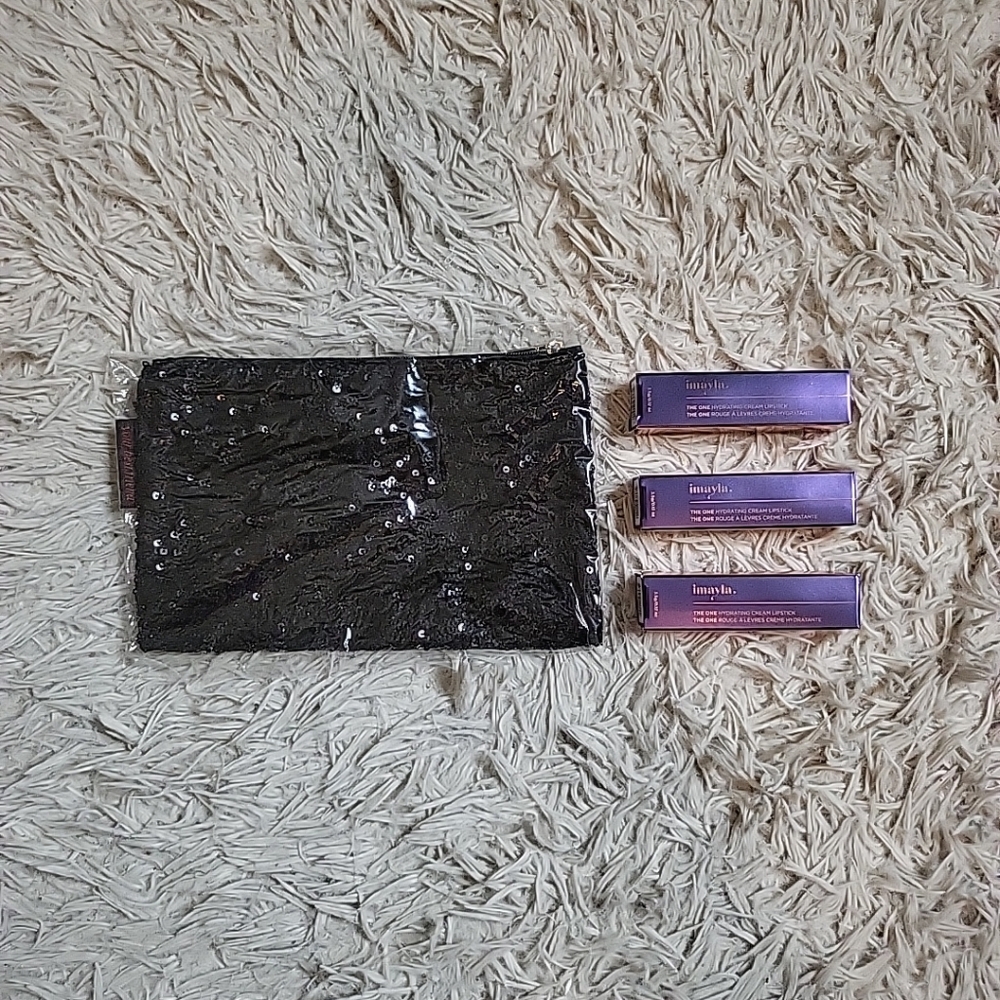 Lippy Bundle Lippies imayla The One Hydrating Cream Lipstick & Sequin Bag Lot ✨️